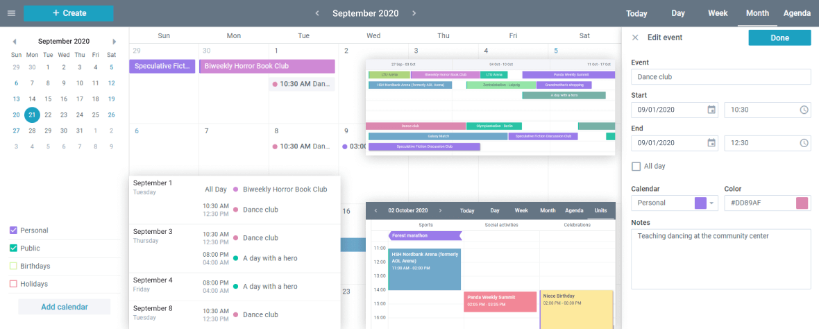 JavaScript Scheduler виджет | JavaScript календарь событий| Webix