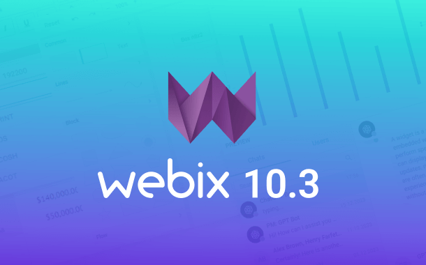 Webix 10.3 Симуляция печати ответа чат-бота в Chat, фасетная классификация в Report Manager, независимые линии в Diagram